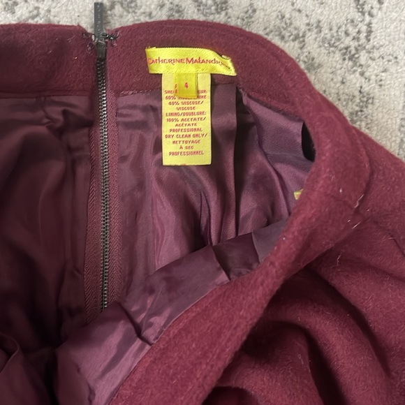 Burgundy Wool Mini Skirt - Picture 2 of 3